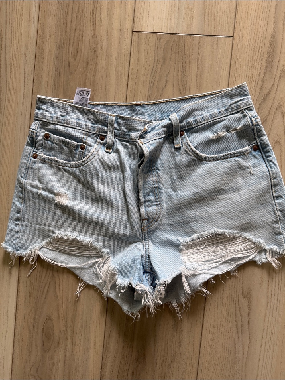 Light Wash Distressed Denim Shorts - Casual Summer Style